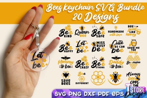 Bees Keychain SVG Bundle Bees Quotes Review